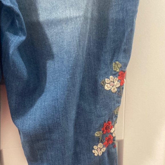 Floral Embroidered High Rise Denim Leggings Express Size 14 - Picture 12 of 14